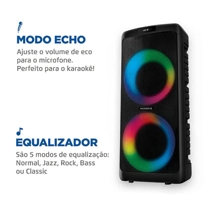 Caixa de Som Bluetooth Party Box Mondial Pbx-600 Bivolt