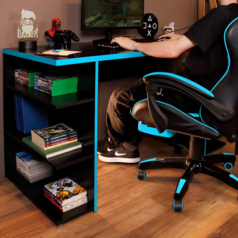 Escrivaninha Preta com Azul para Computador Gamer