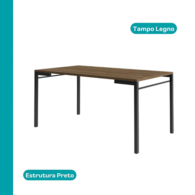 Conjunto Sala de Jantar Santana Preto Mesa e 6 Cadeiras Carraro