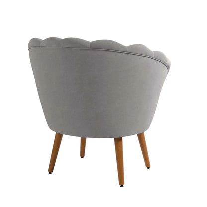 Poltrona Decorativa Petala Pés Palito Veludo Cinza Claro
