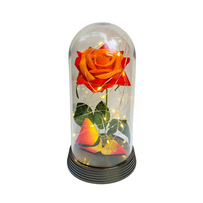 Luminária Cúpula de Acrílico com Rosa e Micro LEDs