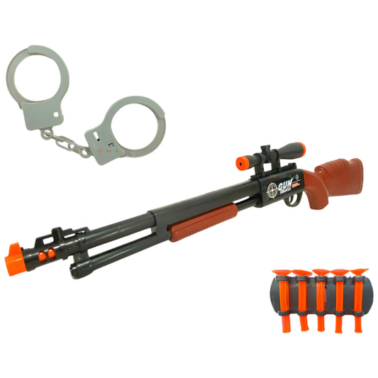 Shotgun de Briquedo com 5 Dardos e Algema