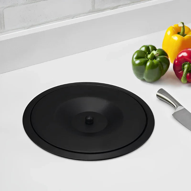 Lixeira Embutida para Pia de Cozinha, Granito 5L Alumínio Preto Fosco