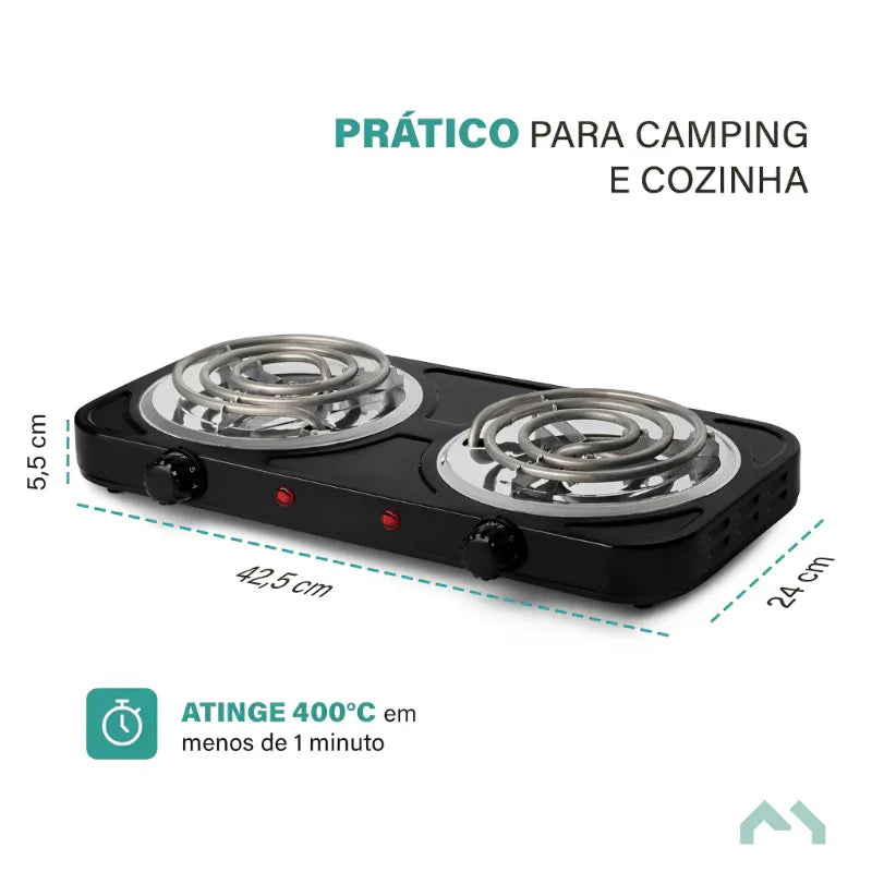 Fogão Portátil de Indução 2 Bocas para Camping e Viagem 220V
