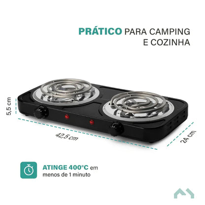 Fogão Portátil de Indução 2 Bocas para Camping e Viagem 220V