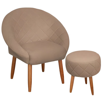 Poltrona Decorativa com Puff Ibiza, Cadeira Estofada Resistente para Escritório, Manicure e Recepção