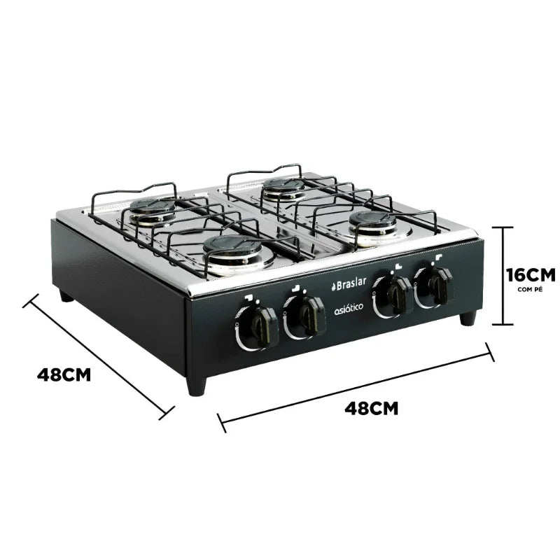 Fogão Cooktop Portátil a Gás 4 Bocas Braslar Bivolt
