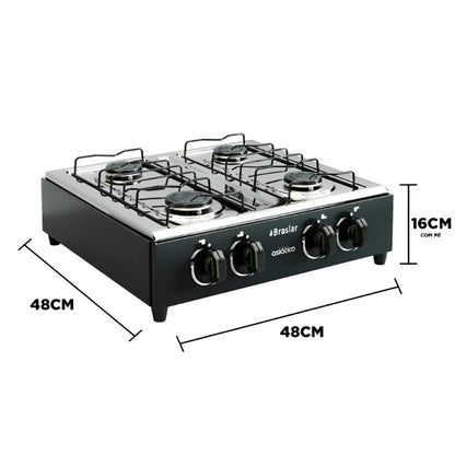 Fogão Cooktop Portátil a Gás 4 Bocas Braslar Bivolt