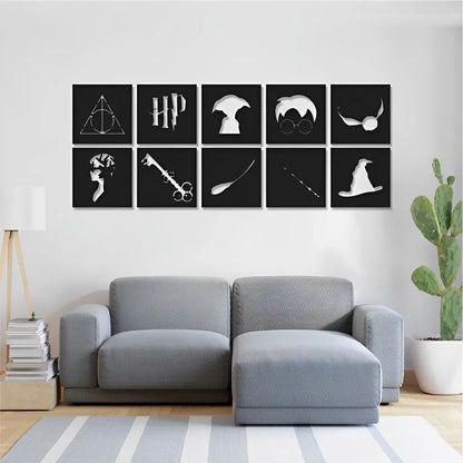 Kit Quadros Decorativos Vazados Harry Potter