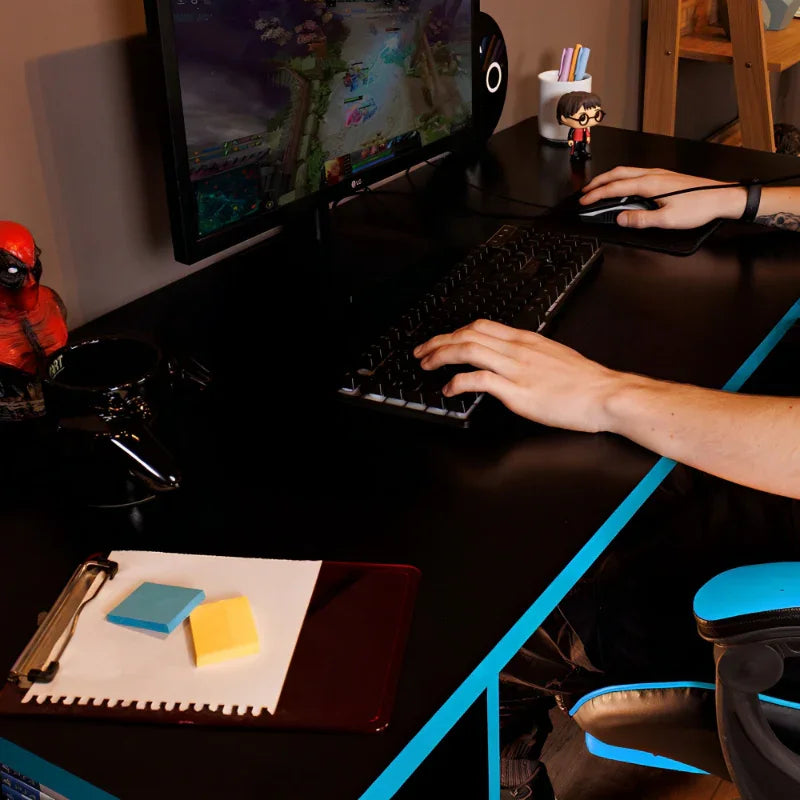Escrivaninha Preta com Azul para Computador Gamer