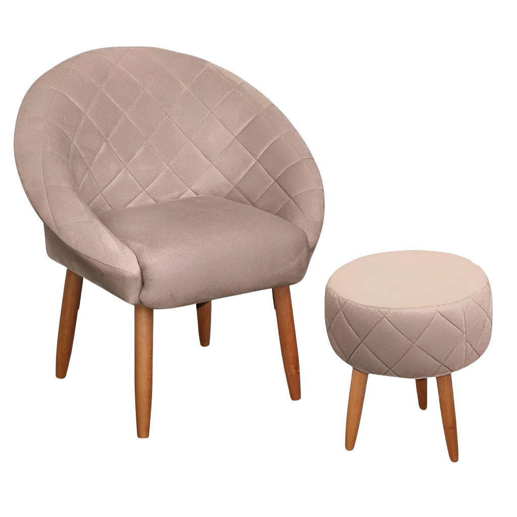 Poltrona Decorativa com Puff Ibiza, Cadeira Estofada Resistente para Escritório, Manicure e Recepção