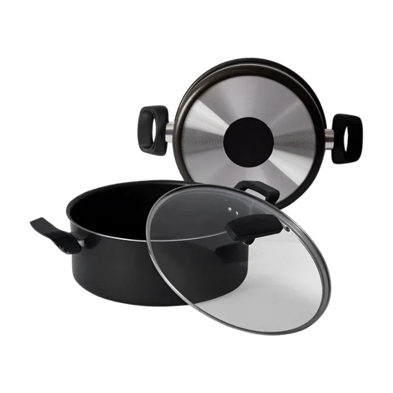 Panela Antiaderente 24cm Caçarola Avulsa Teflon com Tampa de Vidro