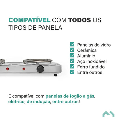 Fogão Portátil de Indução 2 Bocas para Camping e Viagem 220V