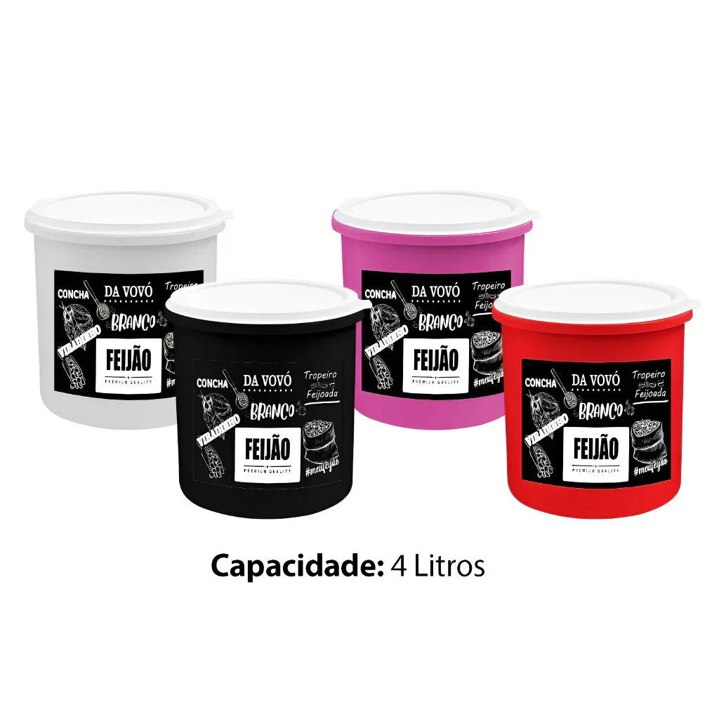Kit 5 Potes de Plástico para Cozinha