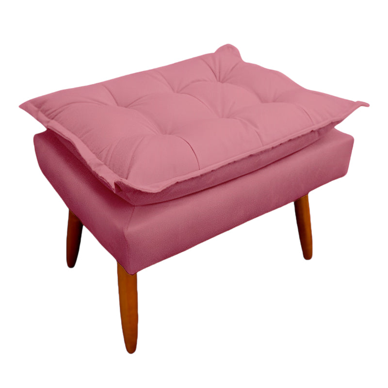 Puff Decorativo Opala para Quarto, Recepção e Penteadeira com Pés Palito e Acabamento em Suede