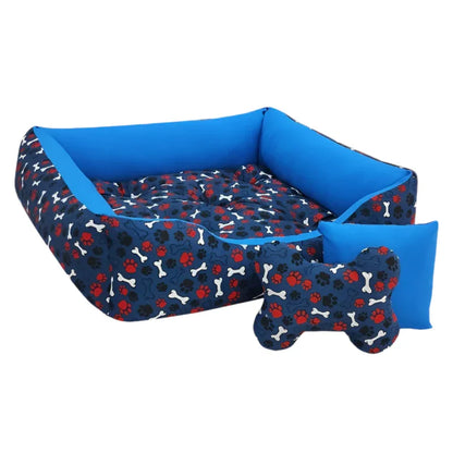 Cama Pet para Cachorro de Porte Médio 80x60cm com Tapete e Brinquedo