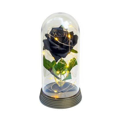 Luminária Cúpula de Acrílico com Rosa e Micro LEDs