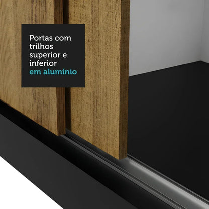 Guarda Roupa Casal com 3 Portas de Correr com Espelho