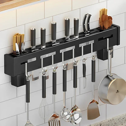 Suporte de Parede para Facas e Utensílios de Cozinha em Aço Inoxidável