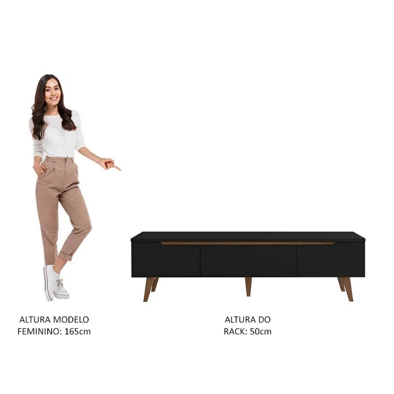 Rack para TV até 75 Polegadas com 2 Portas 1 Gaveta