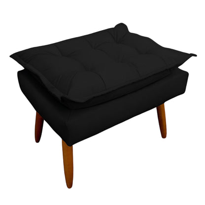 Puff Decorativo Opala para Quarto, Recepção e Penteadeira com Pés Palito e Acabamento em Suede