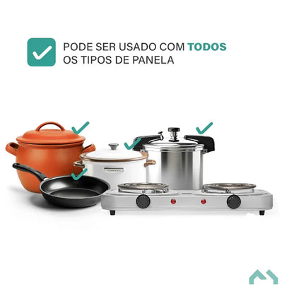 Fogão Portátil de Indução 2 Bocas para Camping e Viagem 220V