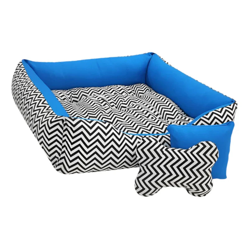 Cama Pet para Cachorro de Porte Médio 80x60cm com Tapete e Brinquedo