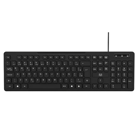 Teclado com Fio Multilaser TC144, 3 Níveis Ajustáveis e Teclas Silenciosas