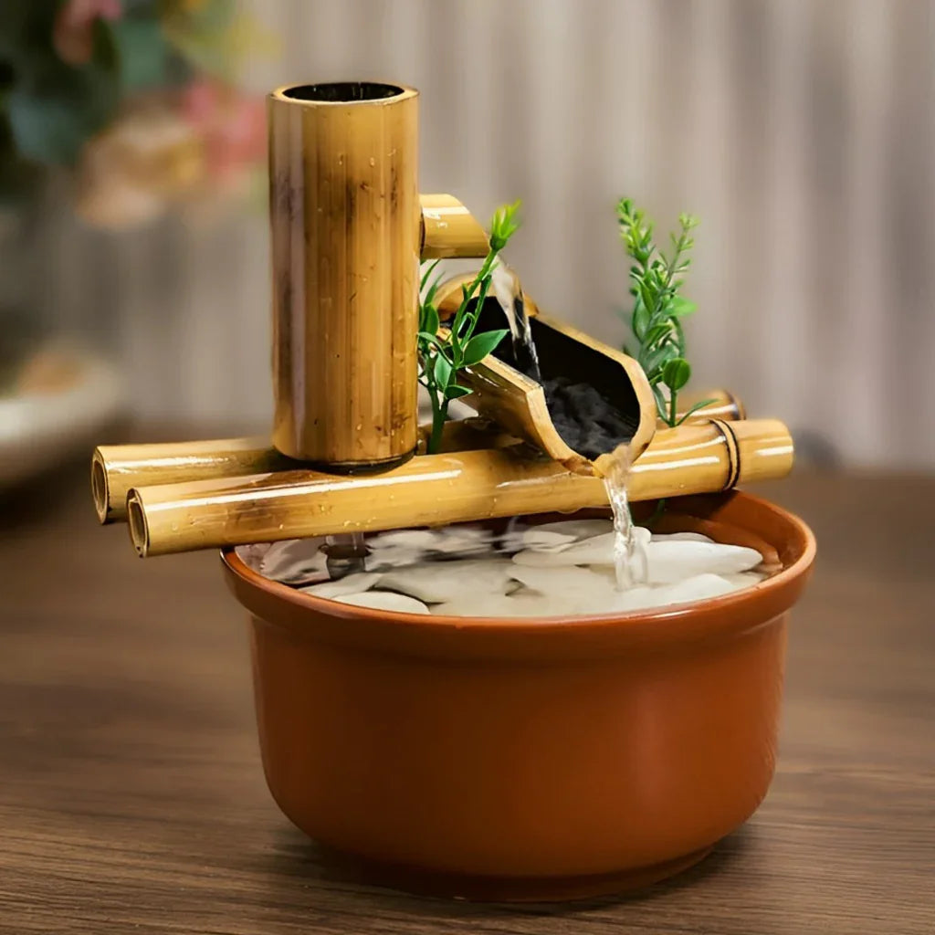 Fonte de Cascata de Bambu Feng Shui 19cm