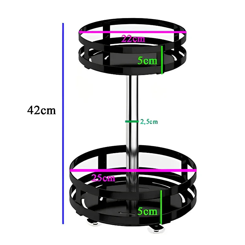 Fruteira e Cesto Organizador Giratório com 2 Andares
