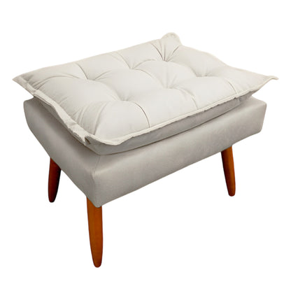 Puff Decorativo Opala para Quarto, Recepção e Penteadeira com Pés Palito e Acabamento em Suede