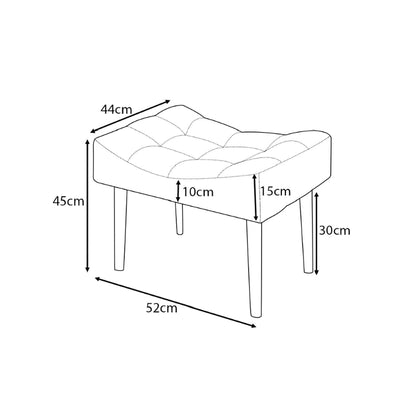 Puff Requinte Retangular com Pés Palito e Acabamento em Suede