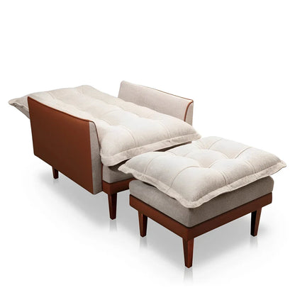 Poltrona Reclinável com Puff Catena, Caramelo e Bege