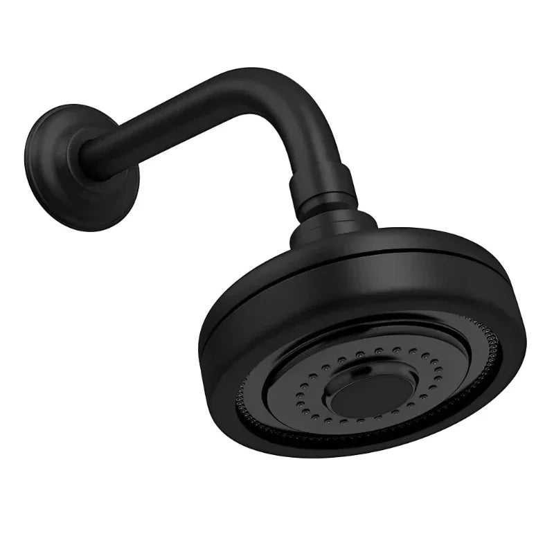 Chuveiro Redondo Preto Articulável Autolimpante para Aquecimento Solar ou a Gás