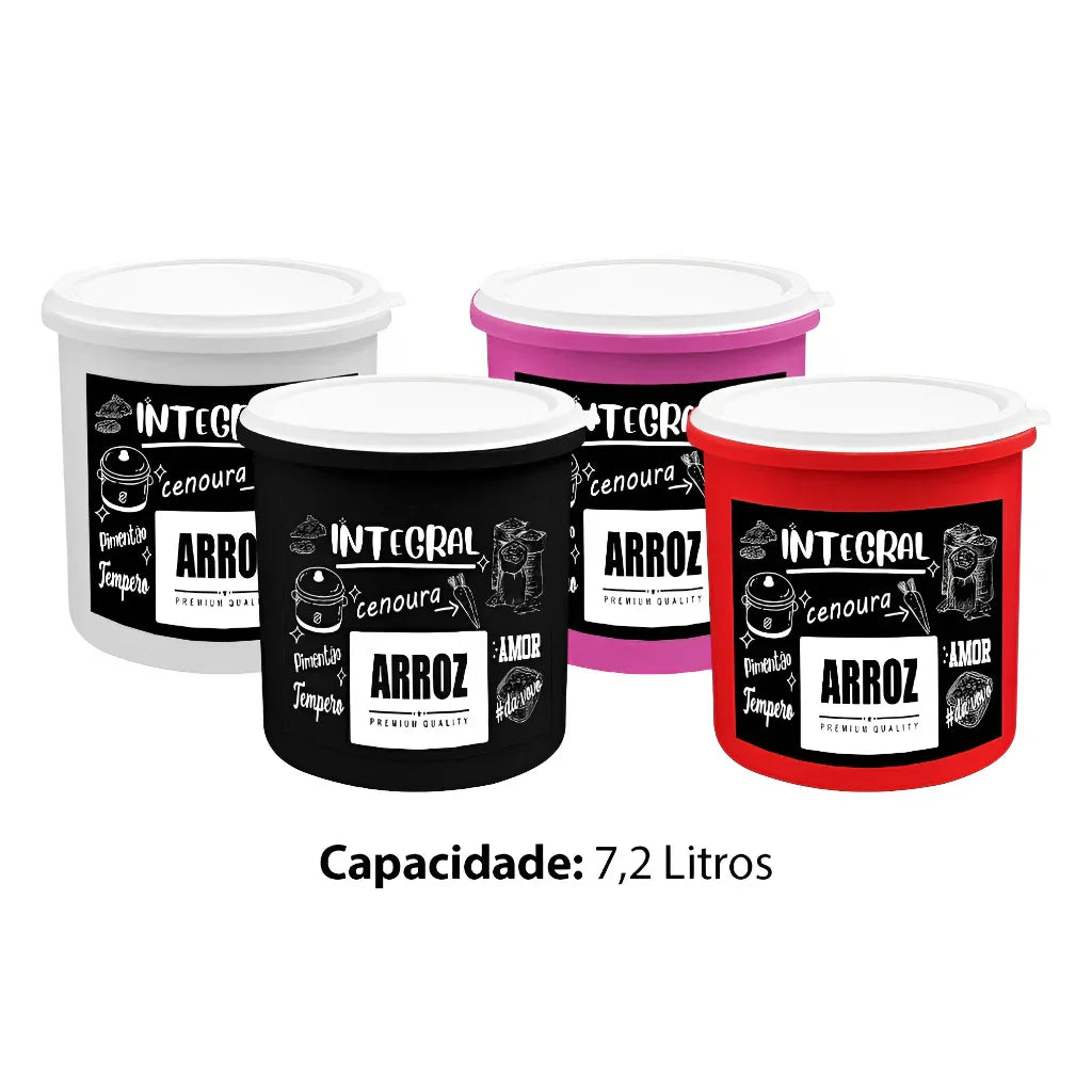 Kit 5 Potes de Plástico para Cozinha