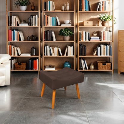 Puff Requinte Retangular com Pés Palito e Acabamento em Suede