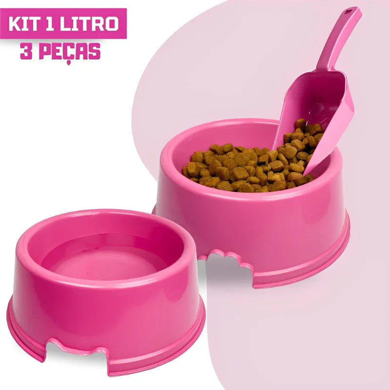 Kit Comedouro e Bebedouro Grande para Cachorro 1 Litro