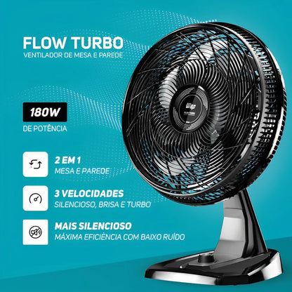 Ventilador de Mesa e Parede Wap Flow Turbo com 8 Pás 180W 220V